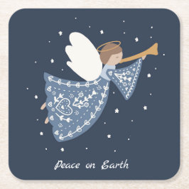 Personalisierter Weihnachtsangel Holiday Peace Ear Rechteckiger Pappuntersetzer