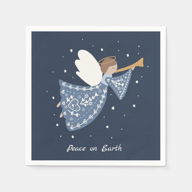 Personalisierter Weihnachtsangel Holiday Peace Ear Serviette (Vorderseite)
