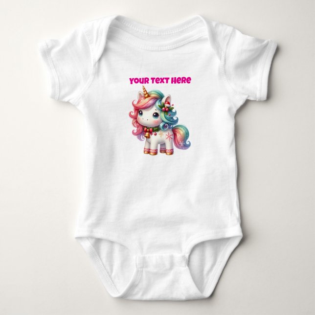 Personalisierter Weihnachtsanzug Unicorn Baby Body Baby Strampler (Vorderseite)