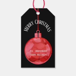 Personalisierter Weihnachtsball-Geschenk-Tag/Rot Geschenkanhänger