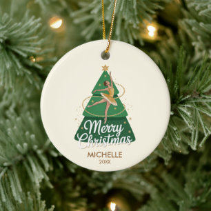 Personalisierter Weihnachtsballett-Ballerina-Tänze Keramik Ornament