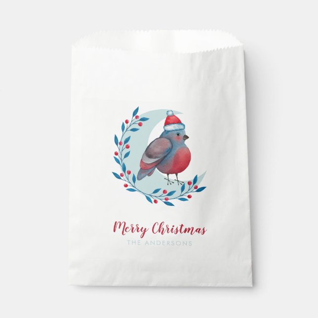 Personalisierter Weihnachtsbär auf dem Mond Geschenktütchen (Vorderseite)
