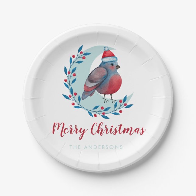 Personalisierter Weihnachtsbär auf dem Mond Nicker Pappteller (Vorderseite)