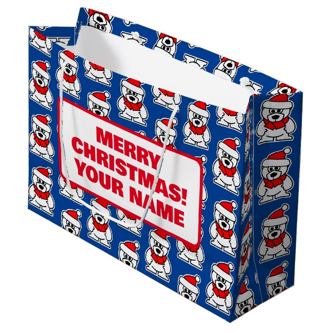 Personalisierter Weihnachtsbärensack für Kinder Große Geschenktüte (Vorderseite Schrägansicht)