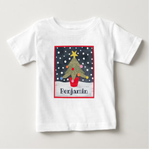 Personalisierter Weihnachtsbaum Baby T-shirt