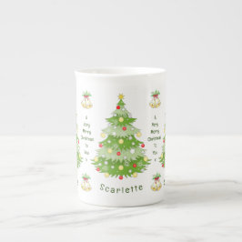 Personalisierter Weihnachtsbaum & Bells Knochen Ch Prozellantasse