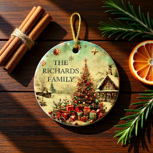 Personalisierter Weihnachtsbaum Familienname im Vi Keramik Ornament