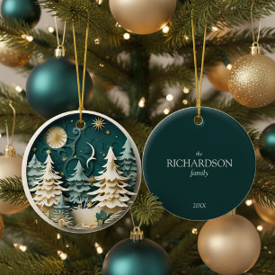Personalisierter Weihnachtsbaum für den Winter Keramik Ornament