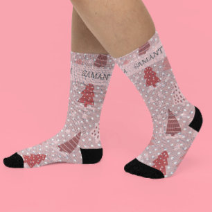 Personalisierter Weihnachtsbaum in Rosa Socken