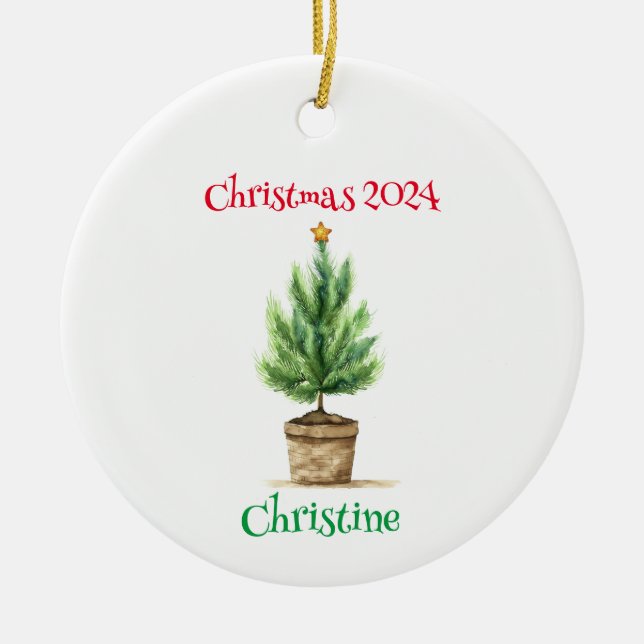Personalisierter Weihnachtsbaum Keramik Ornament (Vorne)