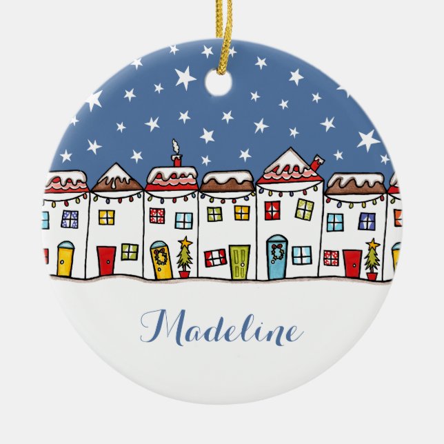 Personalisierter Weihnachtsbaum Keramik Ornament (Vorne)