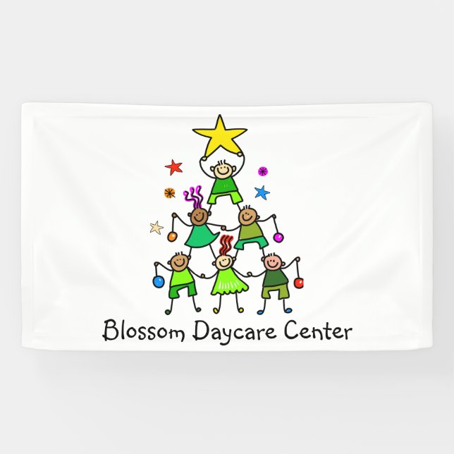 Personalisierter Weihnachtsbaum Kinder Banner (Horizontal)
