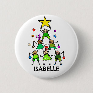 Personalisierter Weihnachtsbaum Kinder Button