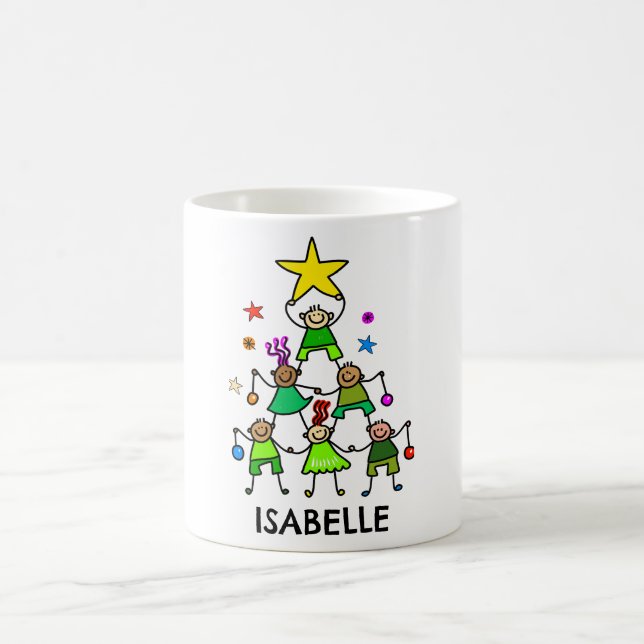 Personalisierter Weihnachtsbaum Kinder Kaffeetasse (Mittel)