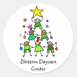 Personalisierter Weihnachtsbaum Kinder Runder Aufkleber