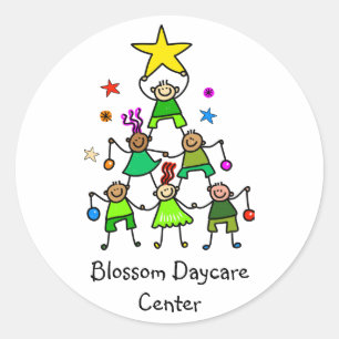 Personalisierter Weihnachtsbaum Kinder Runder Aufkleber