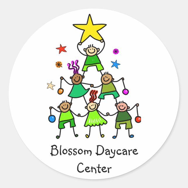 Personalisierter Weihnachtsbaum Kinder Runder Aufkleber (Vorderseite)