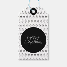 Personalisierter Weihnachtsbaum schwarz-weiß Geschenkanhänger