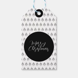 Personalisierter Weihnachtsbaum schwarz-weiß Geschenkanhänger