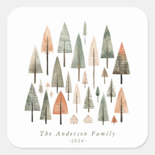 Personalisierter Weihnachtsbaum-Sticker Quadratischer Aufkleber
