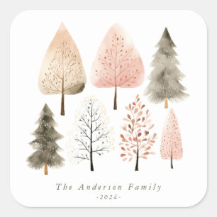 Personalisierter Weihnachtsbaum-Sticker Quadratischer Aufkleber