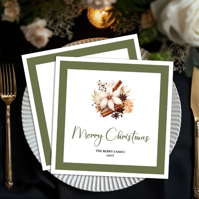 Personalisierter Weihnachtsbaum-Tischdeck aus warm Serviette (Warm Earth Tone Christmas Tree Personalized Napkins)