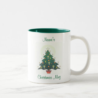 personalisierter Weihnachtsbaum Zweifarbige Tasse