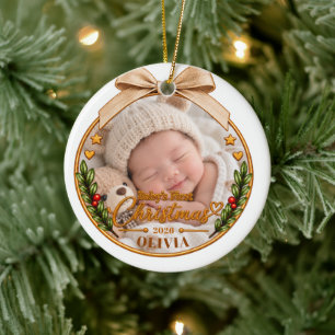 Personalisierter Weihnachtsbaumanhänger für Babys Keramik Ornament