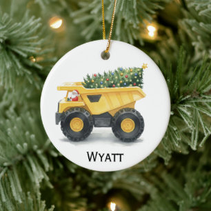 Personalisierter Weihnachtsbaumanhänger Kinder LKW Keramik Ornament