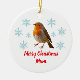 Personalisierter Weihnachtsbaumschmuck Robin Keramik Ornament