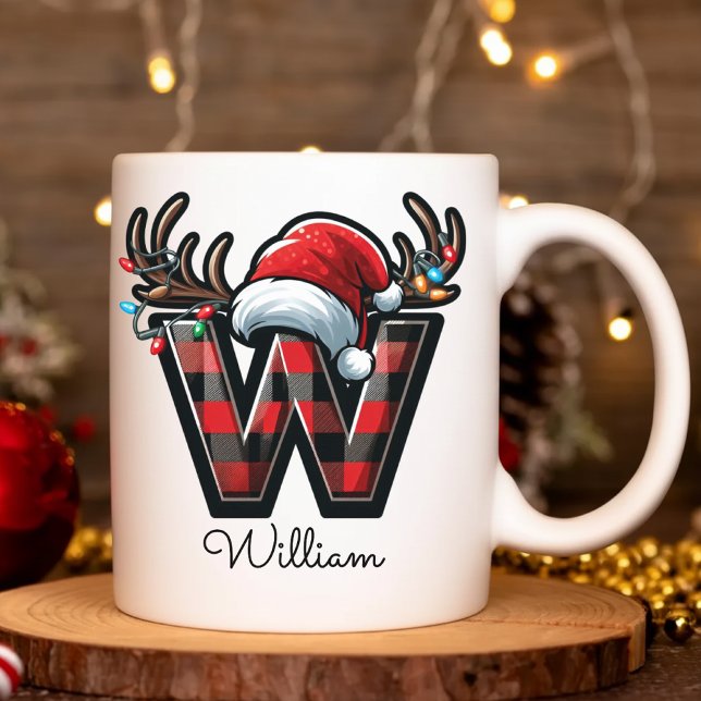 Personalisierter Weihnachtsbecher Feiertagsgeschen Kaffeetasse (Elegant Christmas Monogram Mug – Personalized Gift for Best Friends, Coworkers & Teachers)