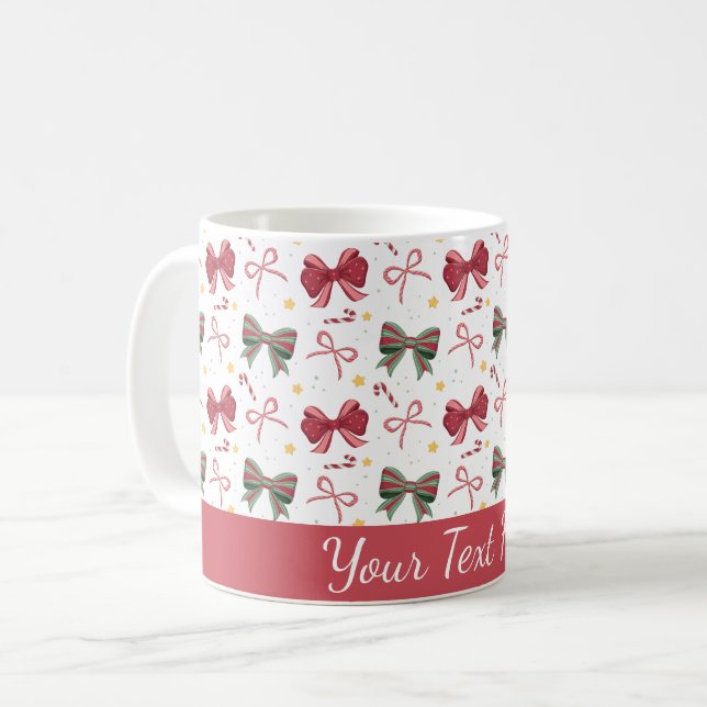 Personalisierter Weihnachtsbecher mit roten und gr Kaffeetasse (Vorderseite Links)