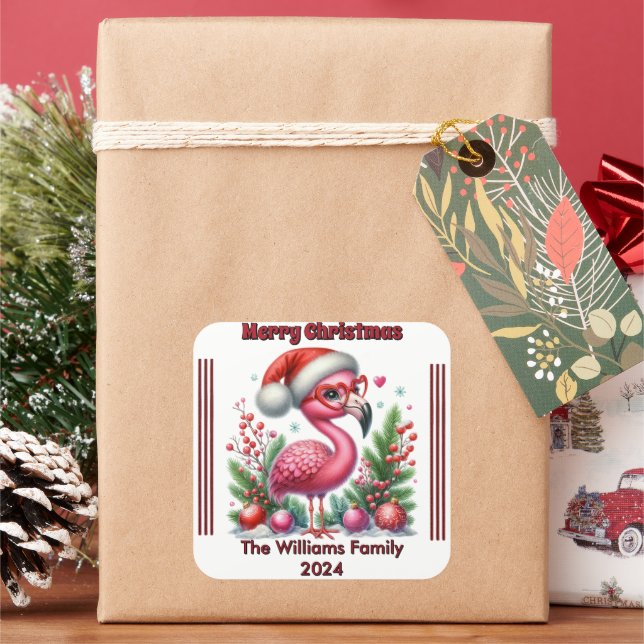 Personalisierter Weihnachtsbramingo mit festlichem Quadratischer Aufkleber (Feiertag)