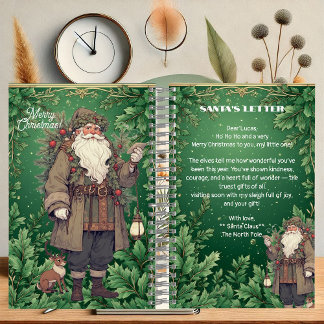 Personalisierter Weihnachtsbrief Santa Nordpol Grü Notizbuch