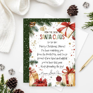 Personalisierter Weihnachtsbrief vom Weihnachtsman Feiertagskarte