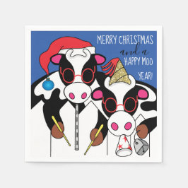 Personalisierter Weihnachtscocktail Napkins "Kühe" Serviette