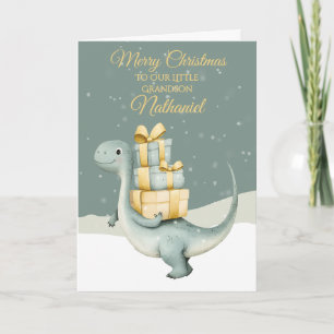 Personalisierter Weihnachtsdinosaurier Feiertagskarte