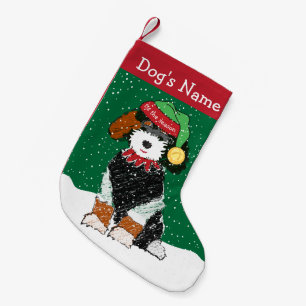 Personalisierter Weihnachtself Bernedoodle Kleiner Weihnachtsstrumpf