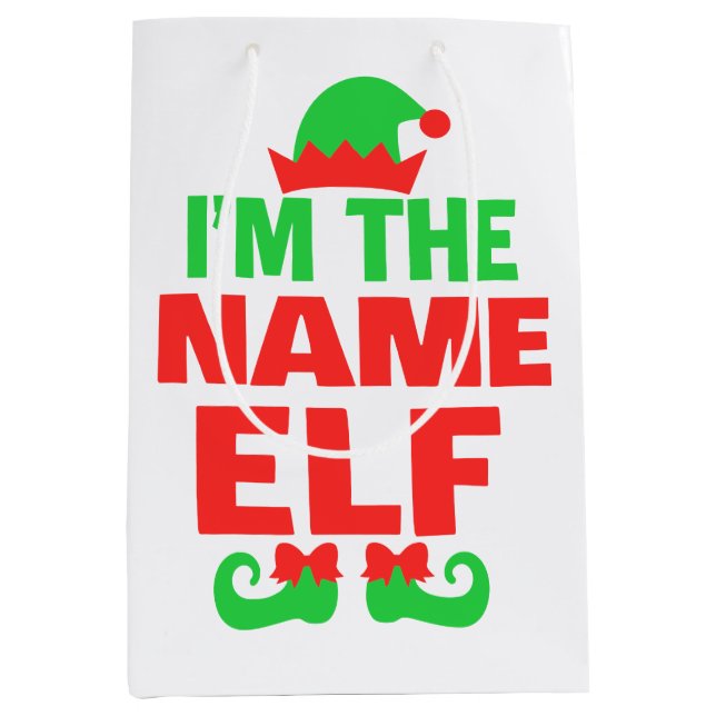 Personalisierter Weihnachtself Mittlere Geschenktüte (Vorderseite)