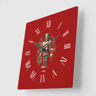 Personalisierter Weihnachtsernährstoff Quadratische Wanduhr