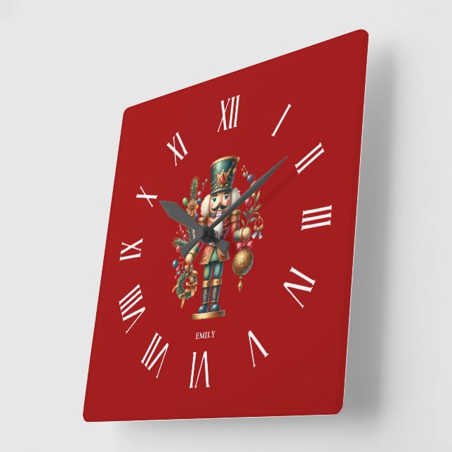 Personalisierter Weihnachtsernährstoff Quadratische Wanduhr (Winkel)