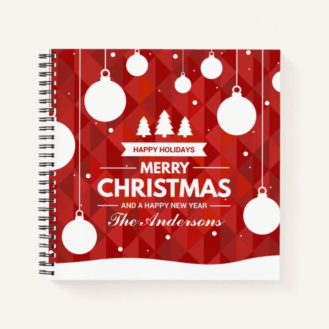 Personalisierter Weihnachtsfeiertag | Gästebuch Notizbuch (Vorderseite)