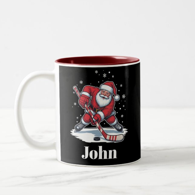 Personalisierter Weihnachtsfeiertag Zweifarbige Tasse (Links)