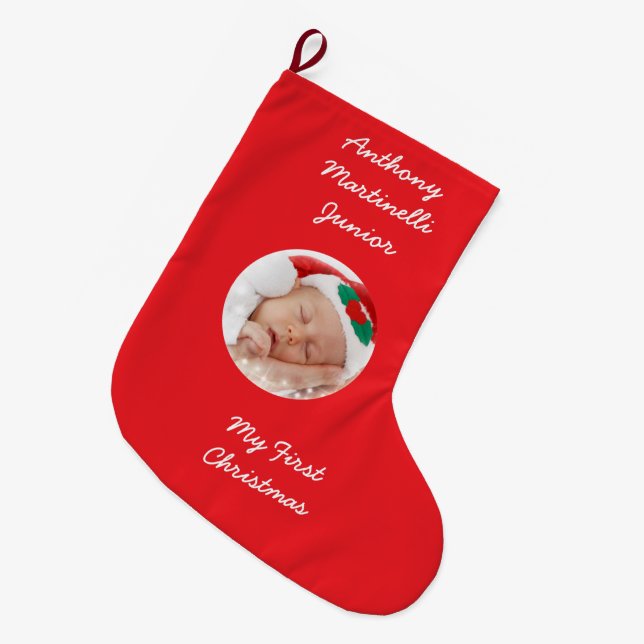 Personalisierter Weihnachtsfest mit Foto Großer Weihnachtsstrumpf (Vorderansicht (hängend))