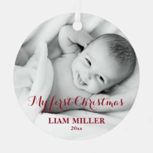 Personalisierter Weihnachtsfoto-Ornament für Babys Ornament Aus Metall