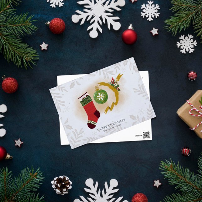 Personalisierter Weihnachtsfreund Strumpf Postkarte (Von Creator hochgeladen)