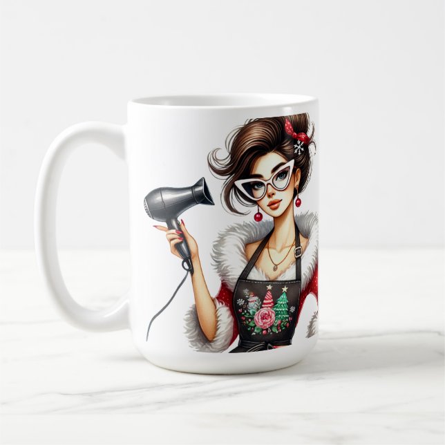 Personalisierter Weihnachtsfriseur Kaffeetasse (Links)
