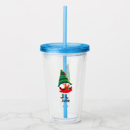 Personalisierter Weihnachtsgnom Holing eine Gesche Acryltrinkbecher