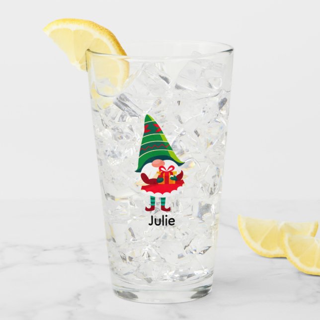 Personalisierter Weihnachtsgnom Holing eine Gesche Glas (Vorderseite Ice)
