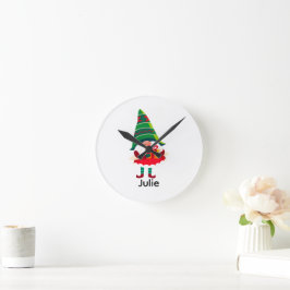Personalisierter Weihnachtsgnom Holing eine Gesche Runde Wanduhr